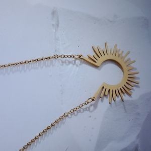 Gold Plated Stainless Steel Sun Necklace  for Women